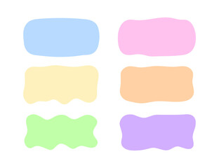 Hand drawn organic shapes minimalistic frames set. Multicolor doodle style text boxes.