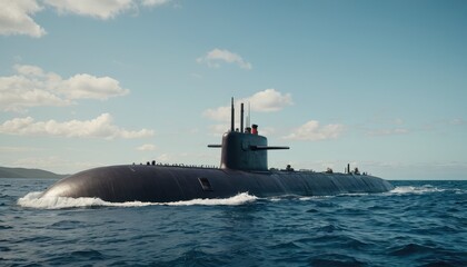 An advanced submarine navigating calm waters, highlighting cutting-edge naval capabilities