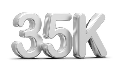 35k Followers Silver Number 3D Render