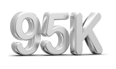 95k Followers Silver Number 3D Render