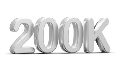 200k Followers Silver Number 3D Render