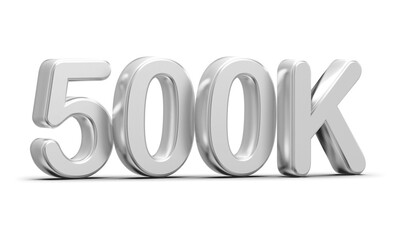 500k Followers Silver Number 3D Render