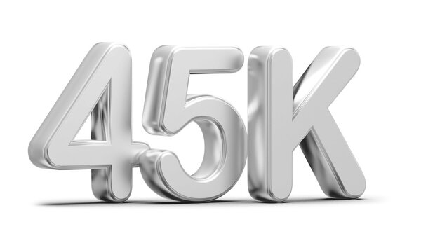 45k Followers Silver Number 3D Render