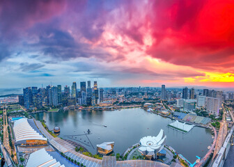 Aerial view of Singapore Marina Bay skyline