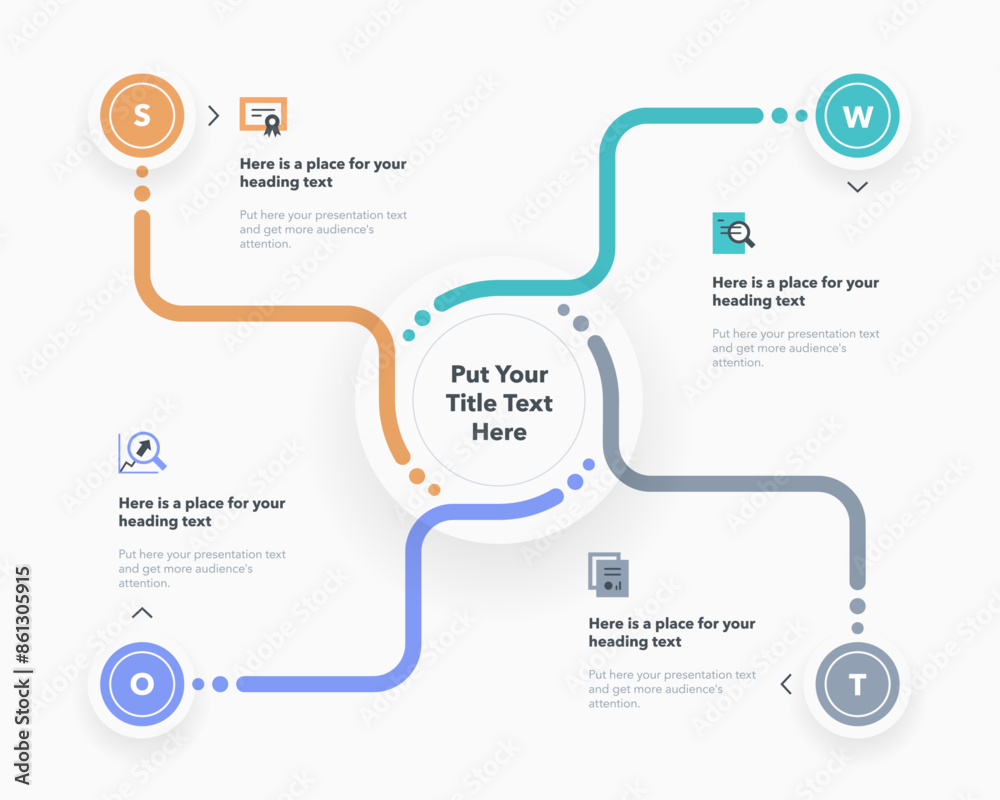 Aufkleber SWOT diagram template with four options and place for your description. SImple chart design for workflow layout, banner, web design.