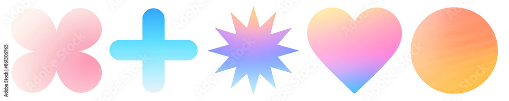 Sticker illustration of gradient shape set