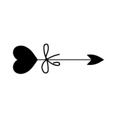Simple love heart arrow isolated icon.