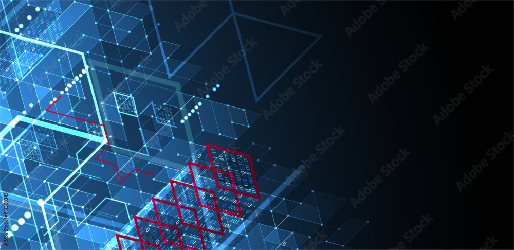 Poster Isometric big data processing concept, cloud database. Abstract technology background. Vector illustration