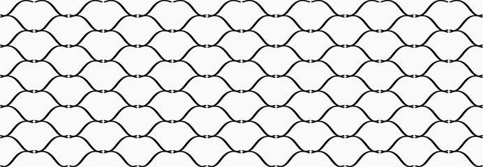Fototapeta premium Illustration, vector, Geometry , curve pattern, interlocking, honeycomb pattern, geometric, overlapping, orderly arrangement background, black and white, banner, website. 