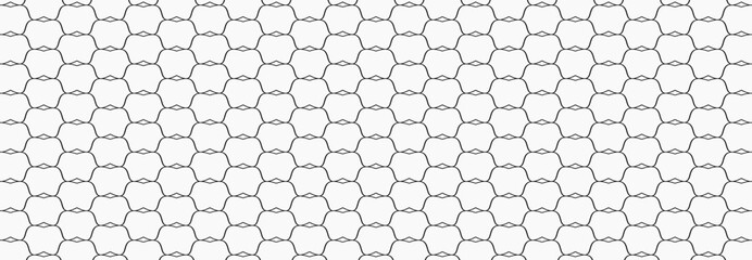 Illustration, vector, Geometry , curve pattern, interlocking, honeycomb  pattern,  geometric, overlapping, orderly arrangement background, black and white, banner, website. 