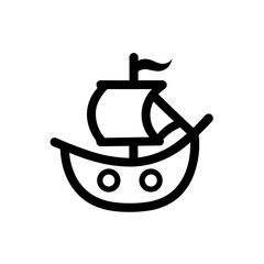 Simple pirate boat isolated icon.