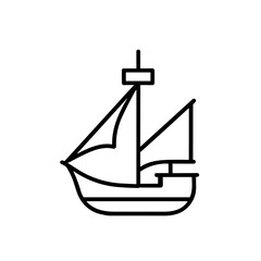 Simple pirate boat isolated icon.