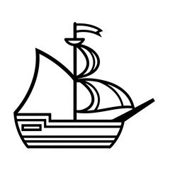 Simple pirate boat isolated icon.