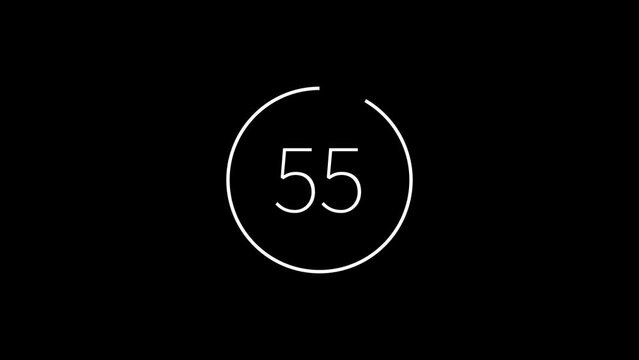 60秒タイマー　Countdown one minute animation from 　60 to 0 seconds