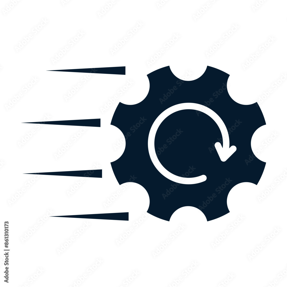 Poster concept of speeding up the work process. vector linear icon isolated on white background.