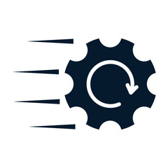 Concept of speeding up the work process. Vector linear icon isolated on white background.