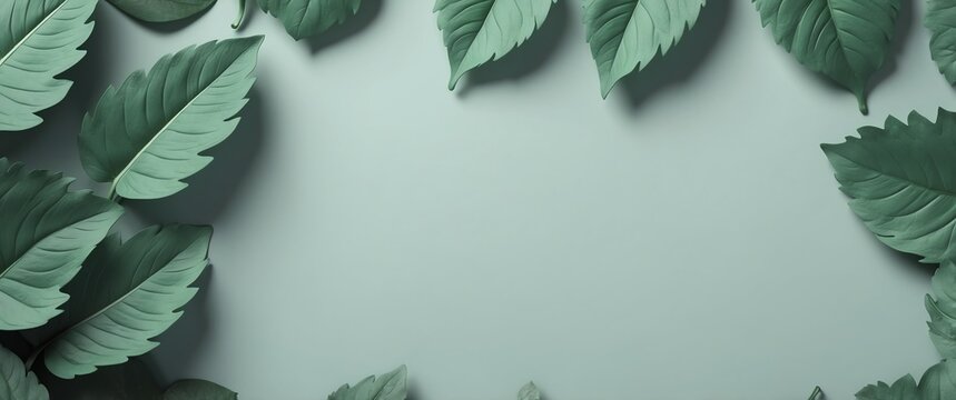 perilla leaves background top view banner with copy space