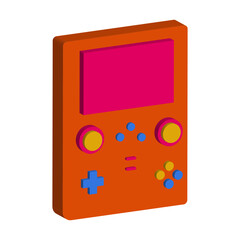 3d Retro Game Console Icon. Isolated on White Background.