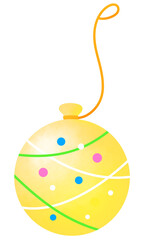 お祭りの黄色の水ヨーヨーのイラスト
