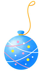 お祭りの青色の水ヨーヨーのイラスト
