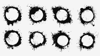 Grunge frames set. Round frames. Vector illustration