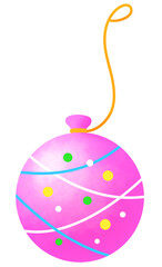 お祭りのピンク色の水ヨーヨーのイラスト
