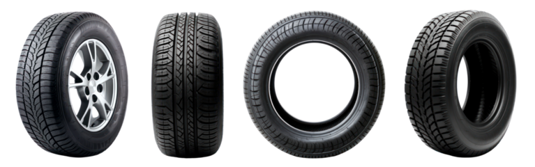 Black car tyres vehicle set