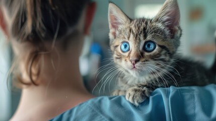 The kitten on shoulder