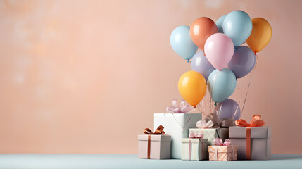 gift box with balloons