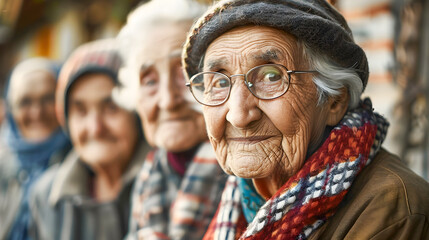 Cheerful elderly group of women with kind expressions showcasing the warmth and richness of the aging population s close knit social connections and shared experiences