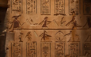 Ancient Egyptian symbols on the wall