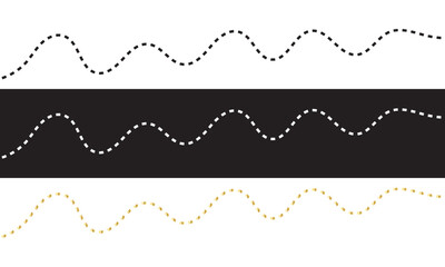 Wavy line, curved dotted line  on white and black  background. EPS 10