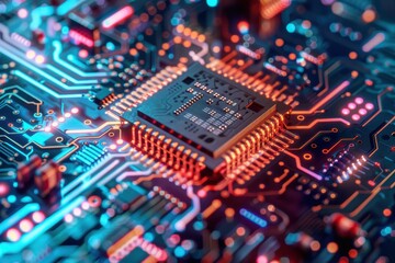 Obraz premium Detailed Shot of Microchip