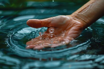 Fototapeta premium hand touching water to see if it's wet