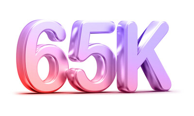 65k Followers Gradient Number 3D Render