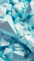 Fototapeta premium Aesthetic geometric ice crystal shapes 3D background, light blue color. Technology presentation template. Generative AI