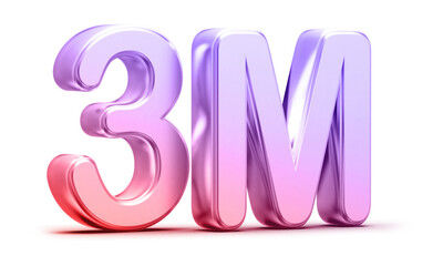 3M Followers Gradient Number 3D Render