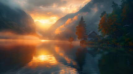 Naklejka premium lake in the mountains