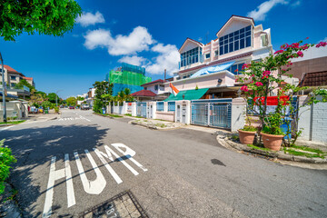 Singapore - September 14, 2023: Colourful buildings along the streets of Katong