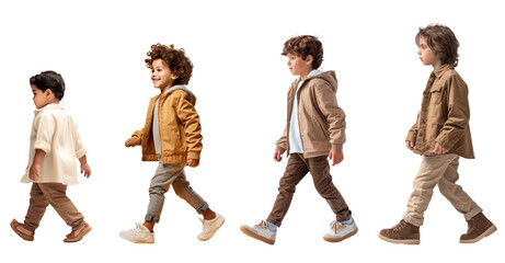 Fototapeta premium PNG child walking in confident cut out element set