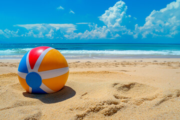 sea and beach with a beach ball