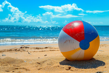 sea and beach with a beach ball