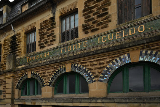 San Sebastian -Donastia, Guipuzcoa, Spain - 06 22 2024: facade of the funicular "Monte Igueldo"
