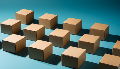 Fototapeta premium cardboard boxes. Heap of cardboard boxes for the delivery of goods, parcels. Warehouse filled with boxes. Packages delivery, parcels transportation system concept.