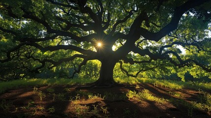 Obraz premium Silhouettes of a sprawling chestnut tree 