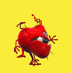 Fun 3D cartoon microbe dancing