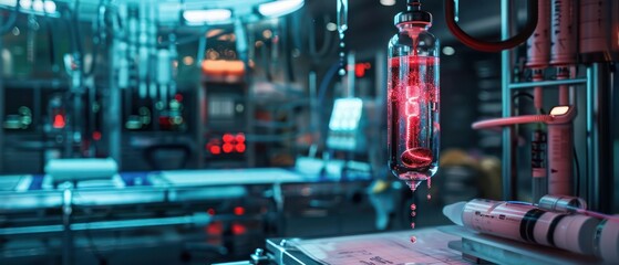 A futuristic IV drip with smart monitoring capabilities