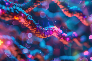 Fototapeta premium Mitotic Division Chromosome Close-Up: Vibrant Replication in Stunning Colors