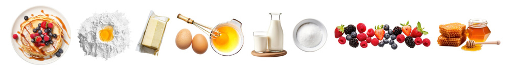 PNG Photo of pancake with berry ’s ingredients  cut out element set