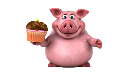 Fun 3D cartoon pig illustration